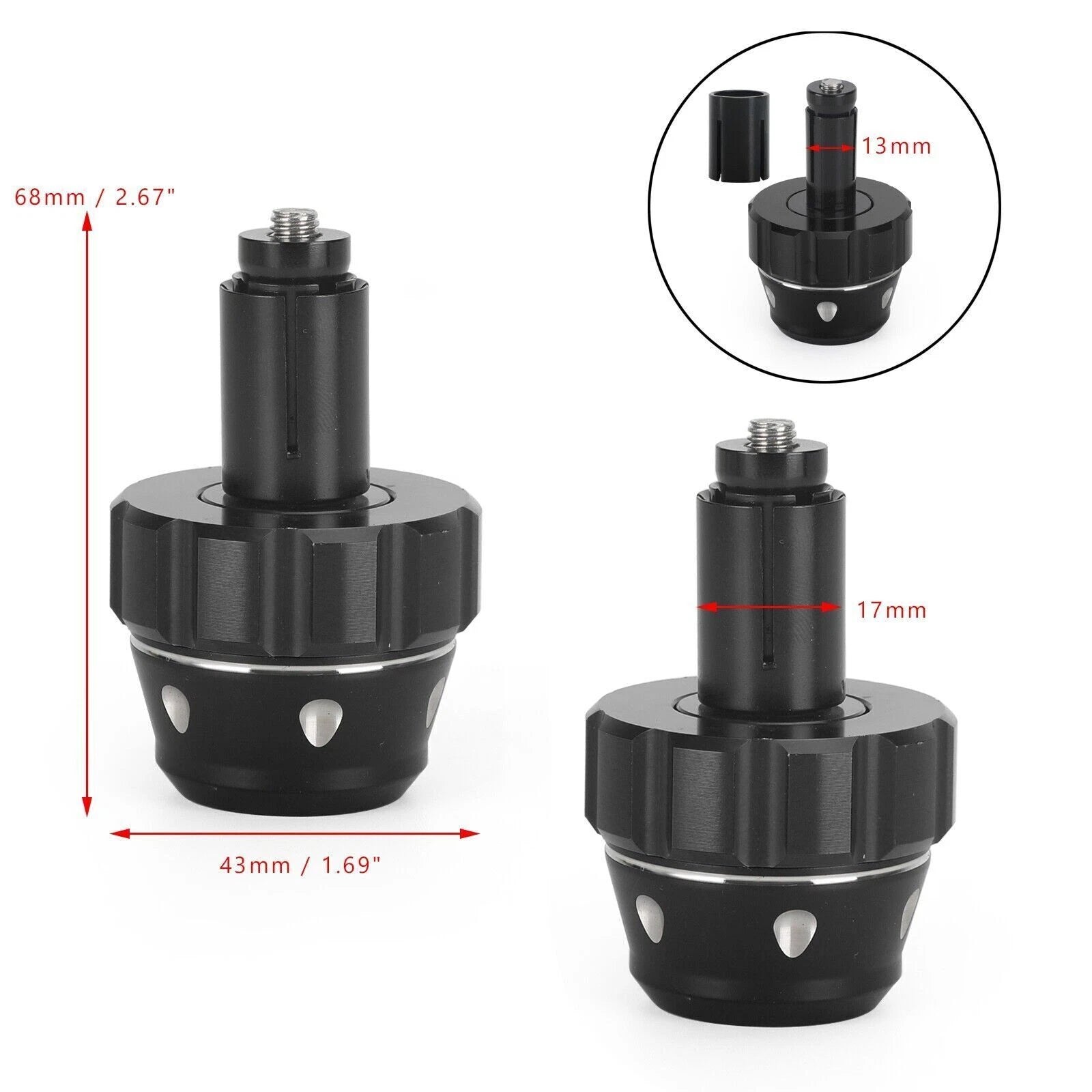 Bar End Weight Plugs for Universal Motorcycle 22mm 7/8" (CNC, Black)