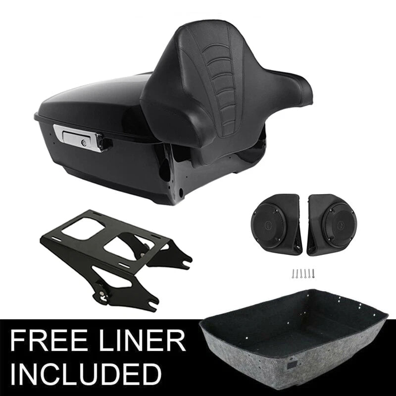 Trunk Backrest Pad Speakers Mount Rack for Harley Touring FLHT (2014–2026)