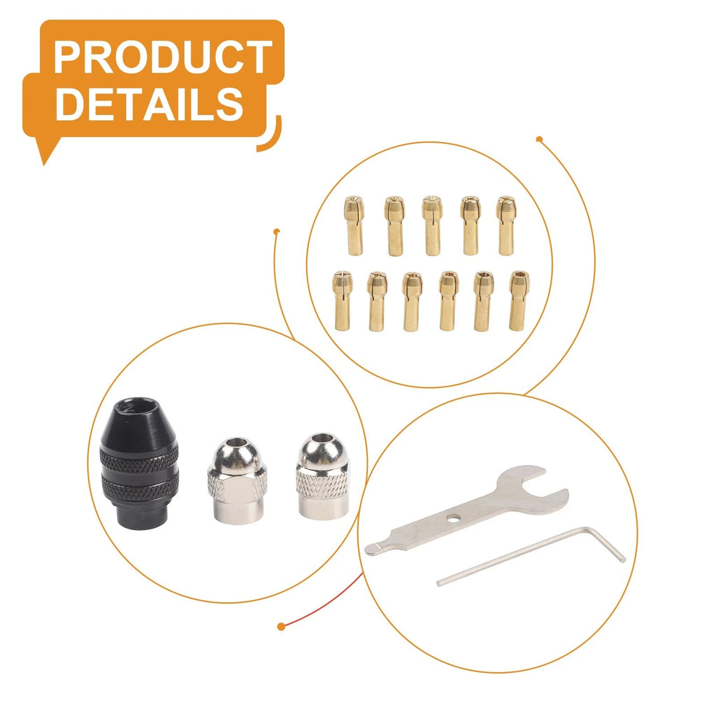 16pcs Drill Chuck Collet Set 0.532mm for Electric Rotary Tools
