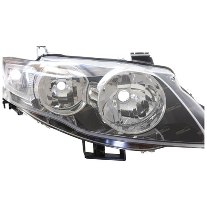 2X Black Headlights Pair for Ford FG Falcon (2008-On) XT G6 G6E L+R
