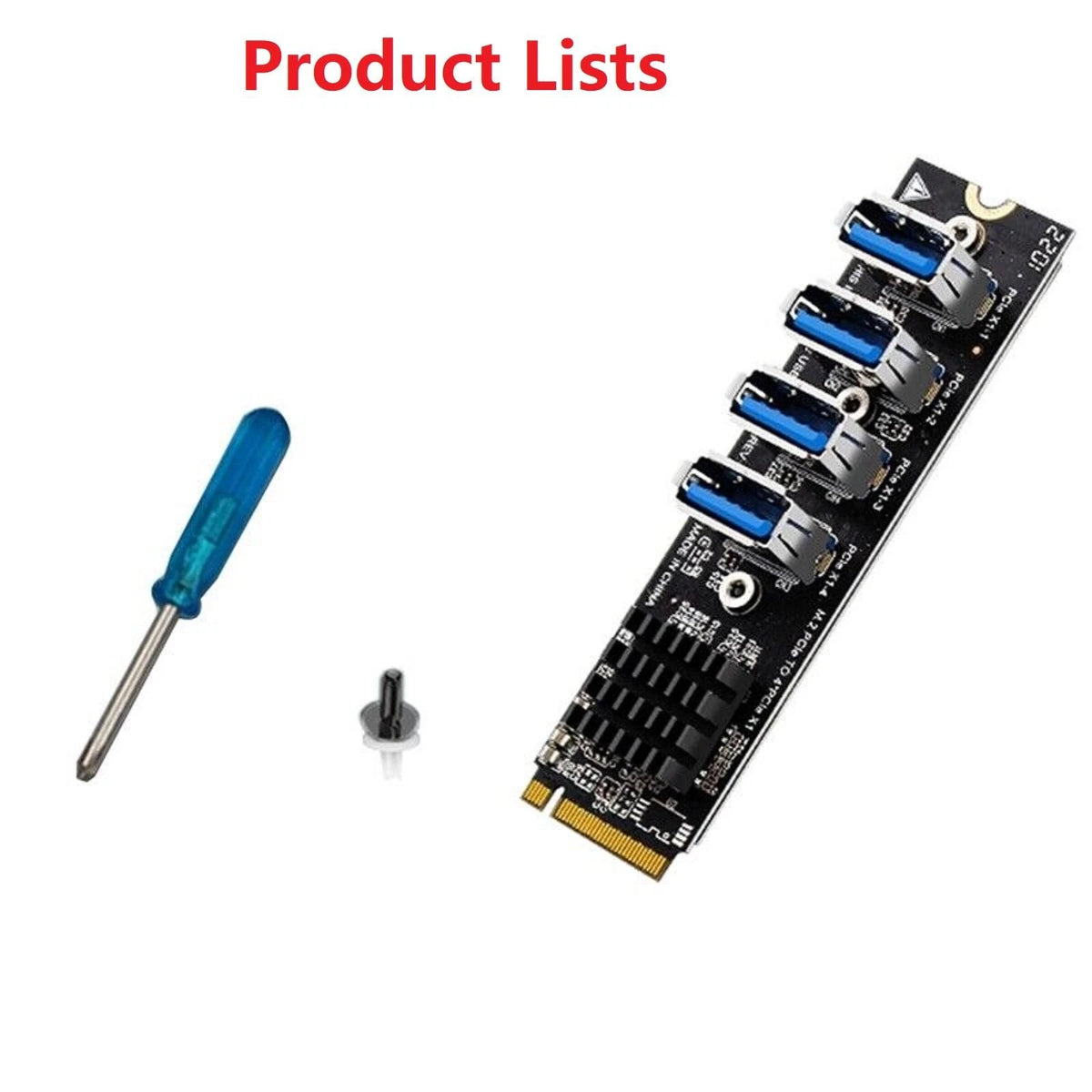 USB 3.0 PCI-E Card M.2 to PCIe Riser 4 Port Extension Adapter