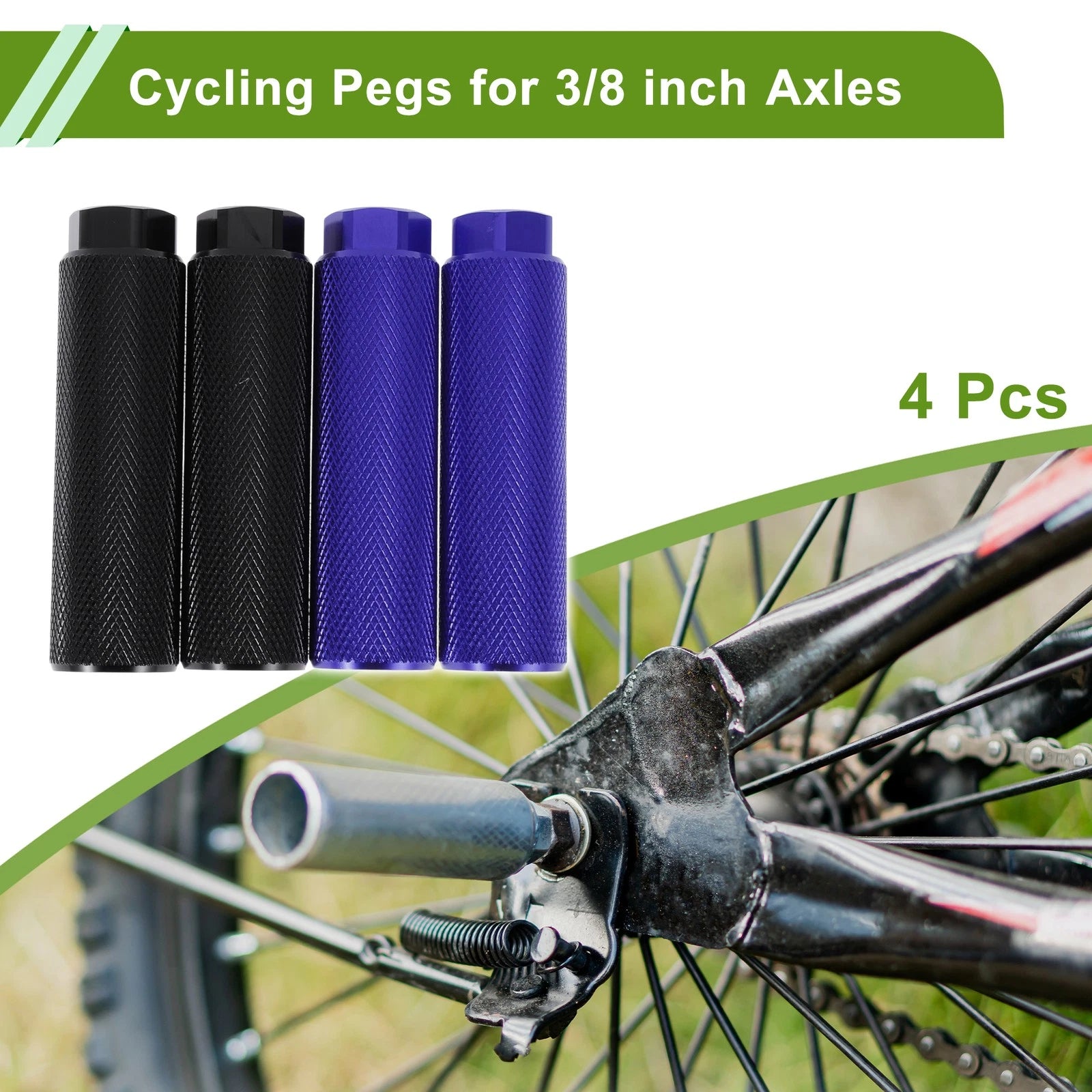 4 Pcs 100mm Bike Pegs Heavy Duty Replacement for Bicycle Backseats (Black)