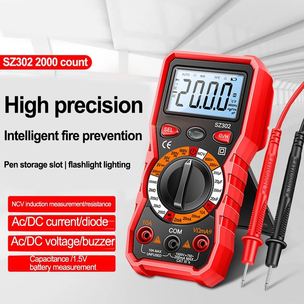 Digital Multimeter SZ302 with NCV Detection and Safety Features
