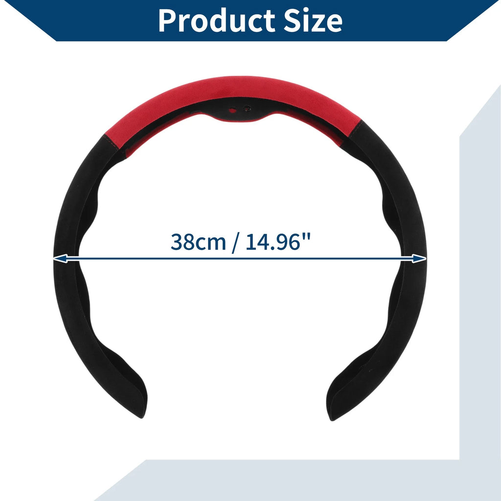 Steering Wheel Cover for - 14.96" Black Red