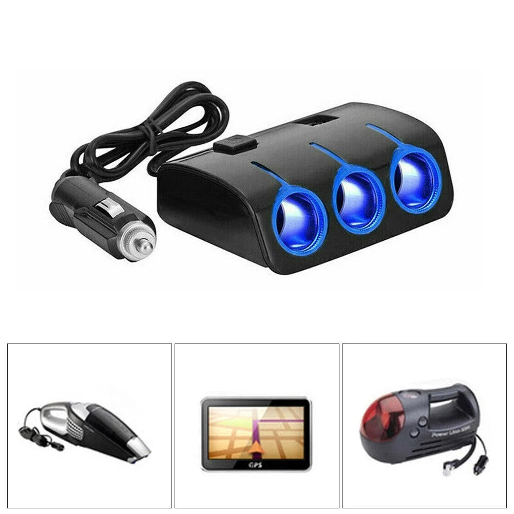 3 Way Socket Splitter Power Adapter with USB Charger for Universal Use