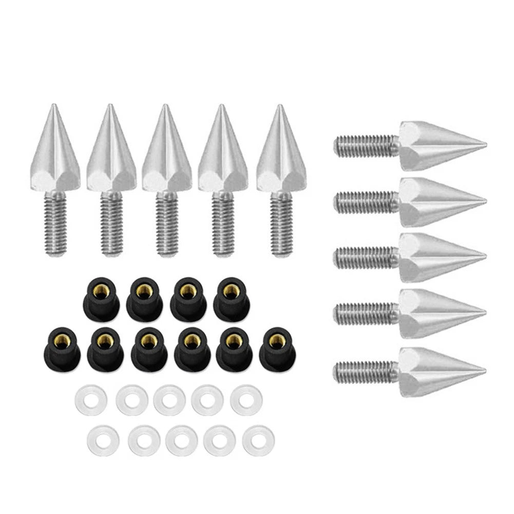 Set of 10 Windshield Screws for Motorcycle (5MM) - Silver