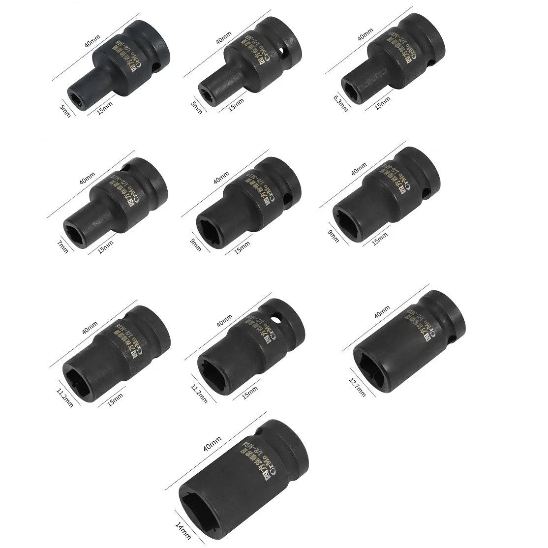 10PCS Square Tap Socket Kit for Electric Wrench M6-M24