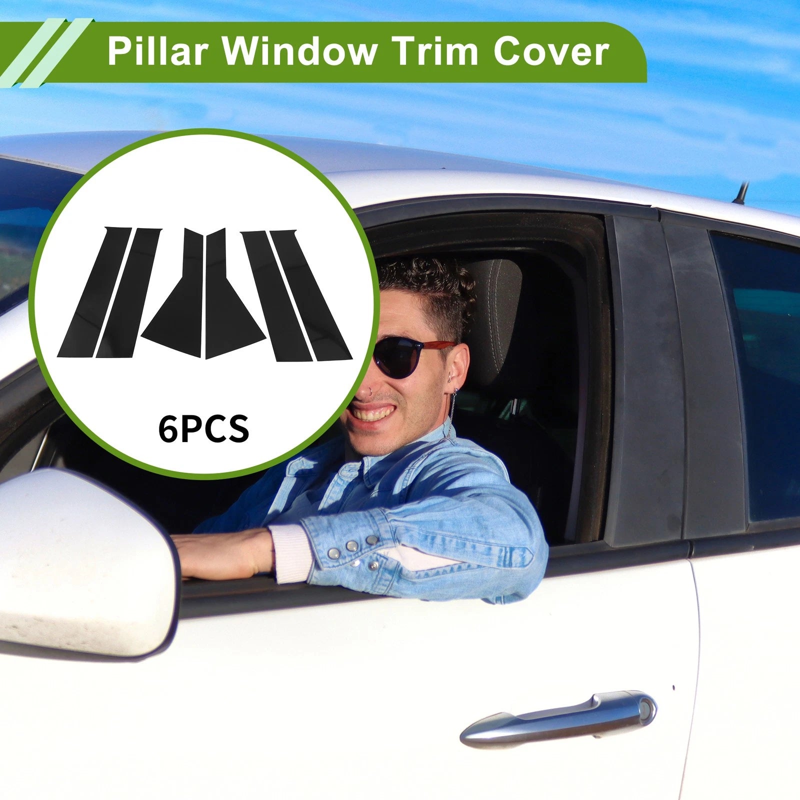 6 Pcs Pillar Window Trim Replacement for Dodge Journey (2009–2020) Black
