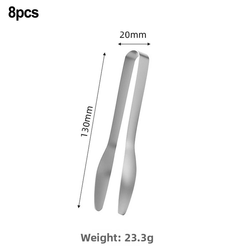 8X 304 SS Food Tongs for Kitchen Catering (Compact Design)