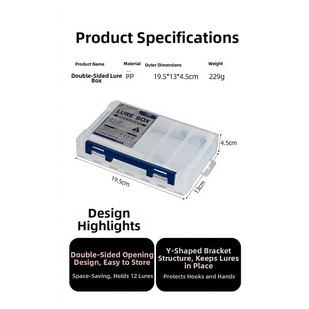 Fishing Lure Box Double Sided Transparent 12 Grids Rust Proof Storage