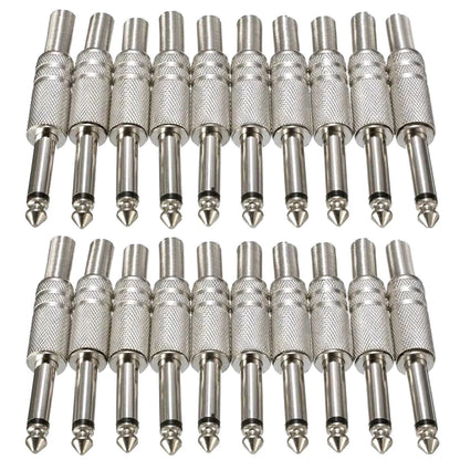 20 x 1/4" Male Monaural Connector Plug with Soldering Terminals
