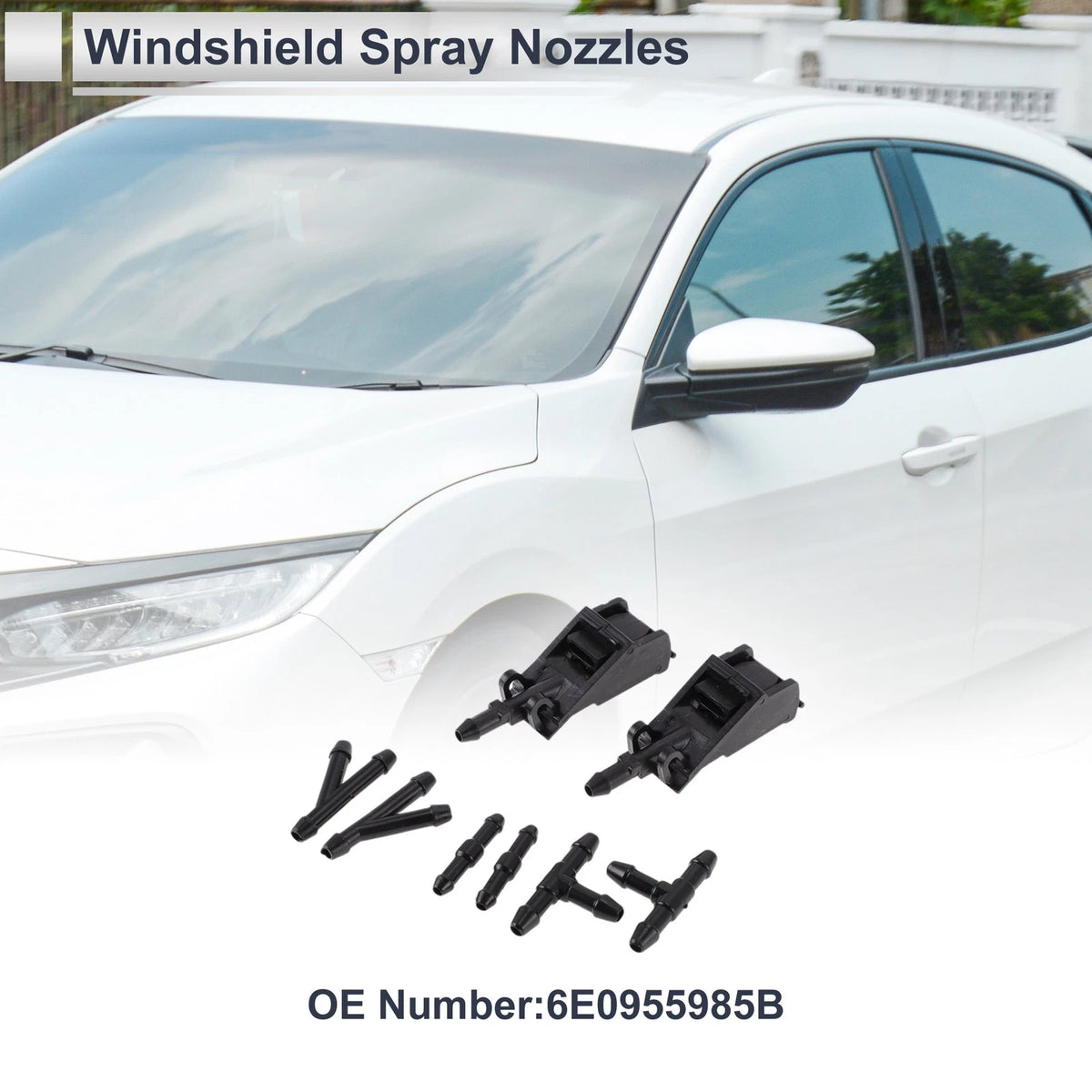 Set of 2 Windshield Washer Nozzles for VW (No. 6E0955985B)