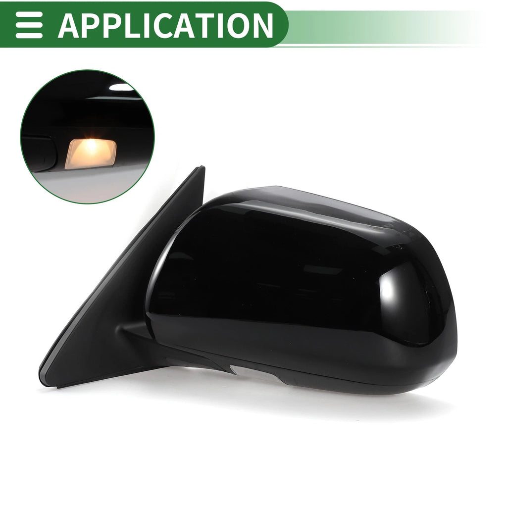 Left Side Door Mirror Manual Folding Gloss Black for Toyota Highlander (2008–2013)