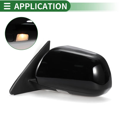 Left Side Door Mirror Manual Folding Gloss Black for Toyota Highlander (2008–2013)