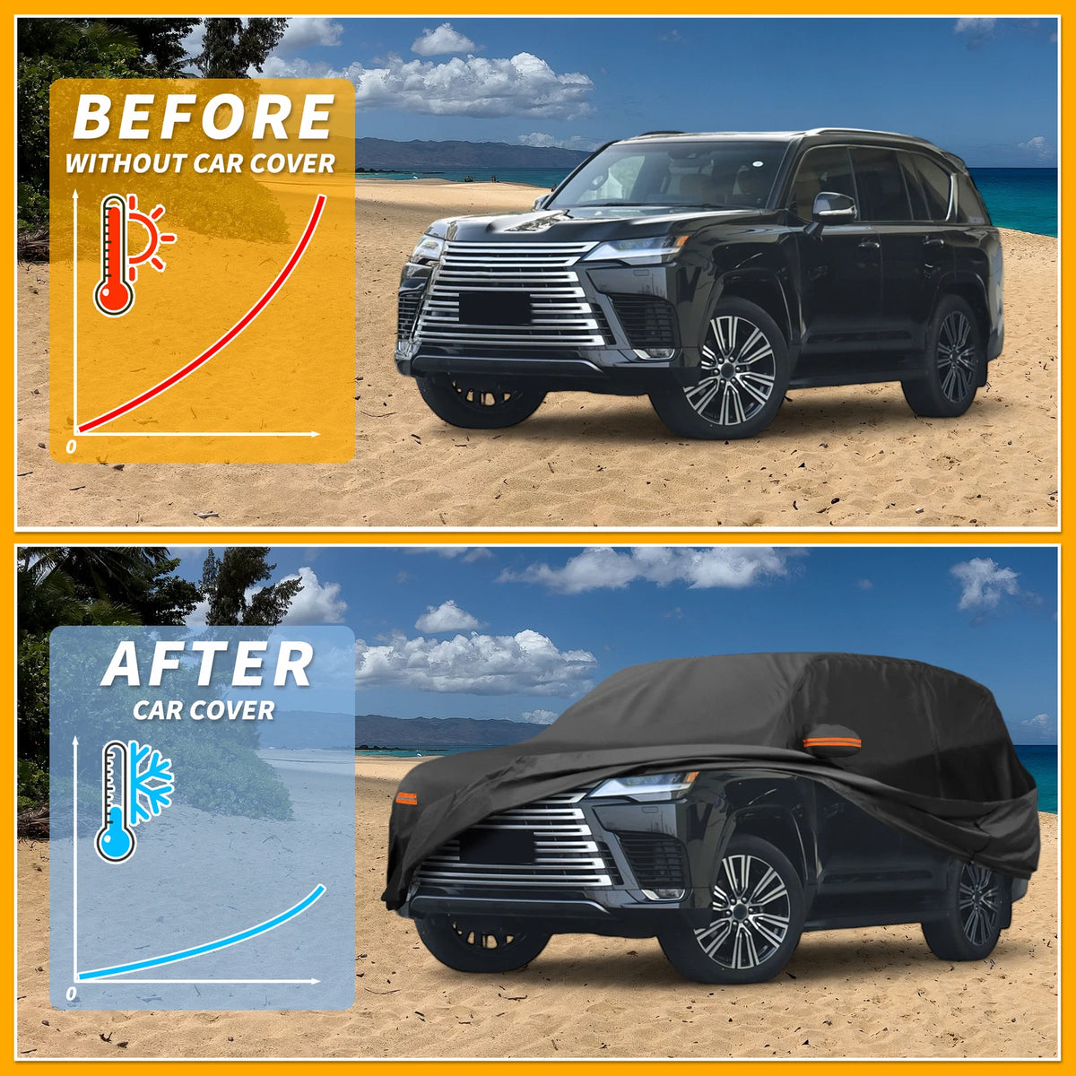 Waterproof Car Cover for Lexus LX (190T-PU, Black)