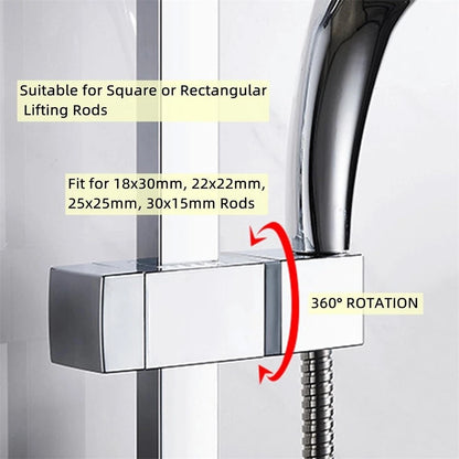 Adjustable Chrome Shower Head Mount for Rectangular Rails (18mm to 25mm)
