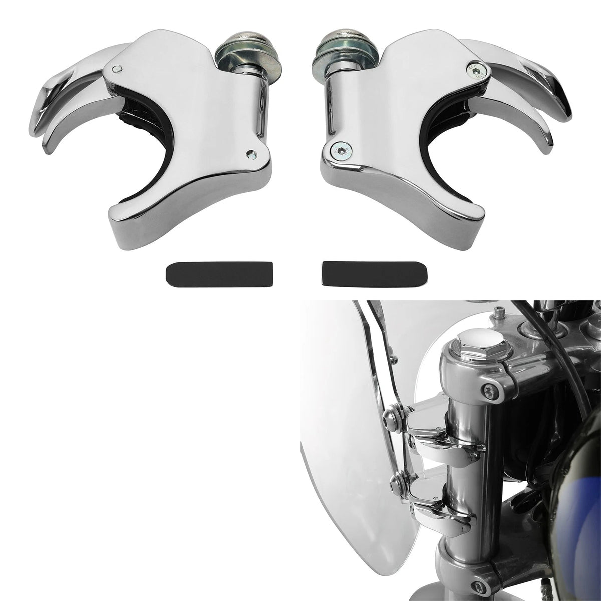 4X 49mm Windshield Clamps for Harley Dyna Fat Bob FXDB