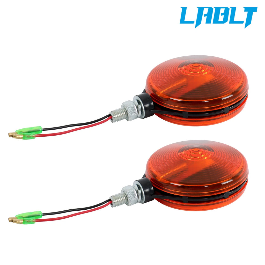 2X Round Side Marker Light Lamp for Tractor (Red/Amber)