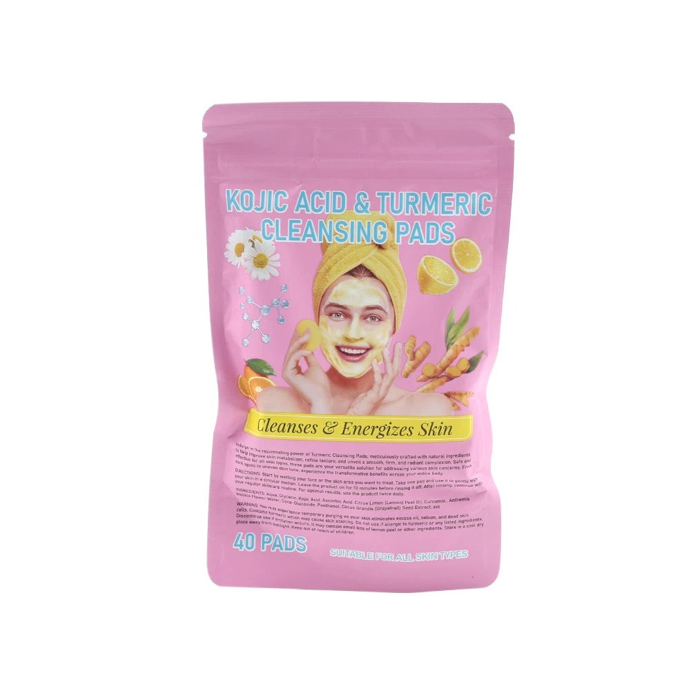 40PCS Kojic Acid And Turmeric Cleansing Pads?Facial Sponges Exfoliate