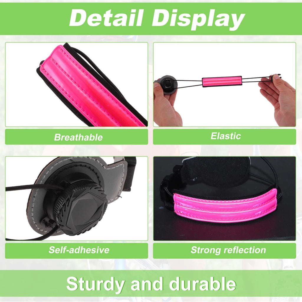 2X Reflective Bicycle Trouser Clips Adjustable Cycling Band Pink