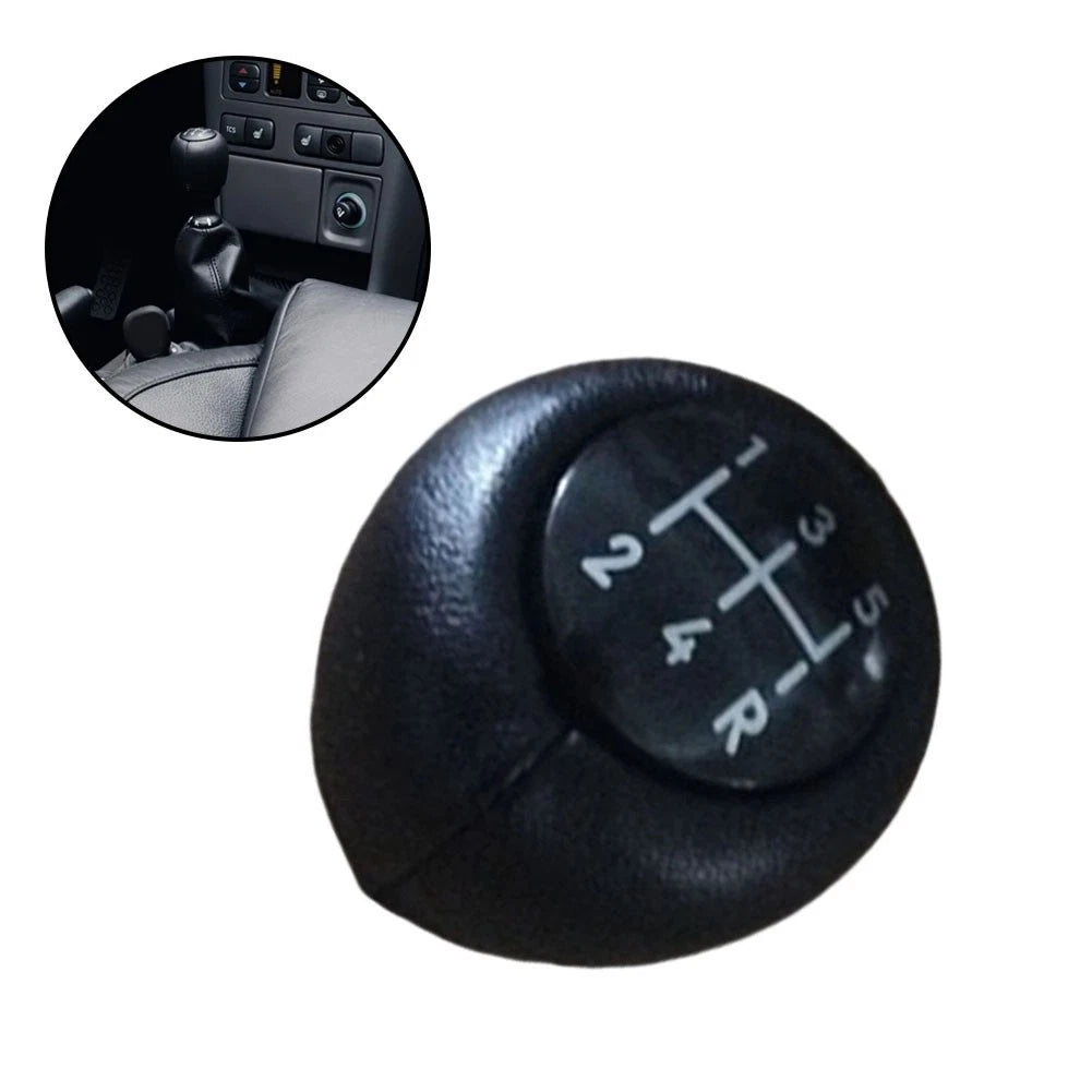 5 Speed Gear Shift Knob for Car (Black Leather Wrapped, ABS Plastic Base)