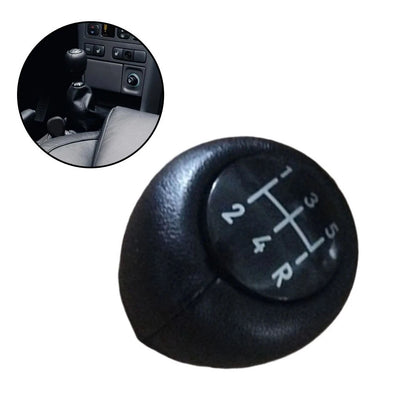 5 Speed Gear Shift Knob for Car (Black Leather Wrapped, ABS Plastic Base)