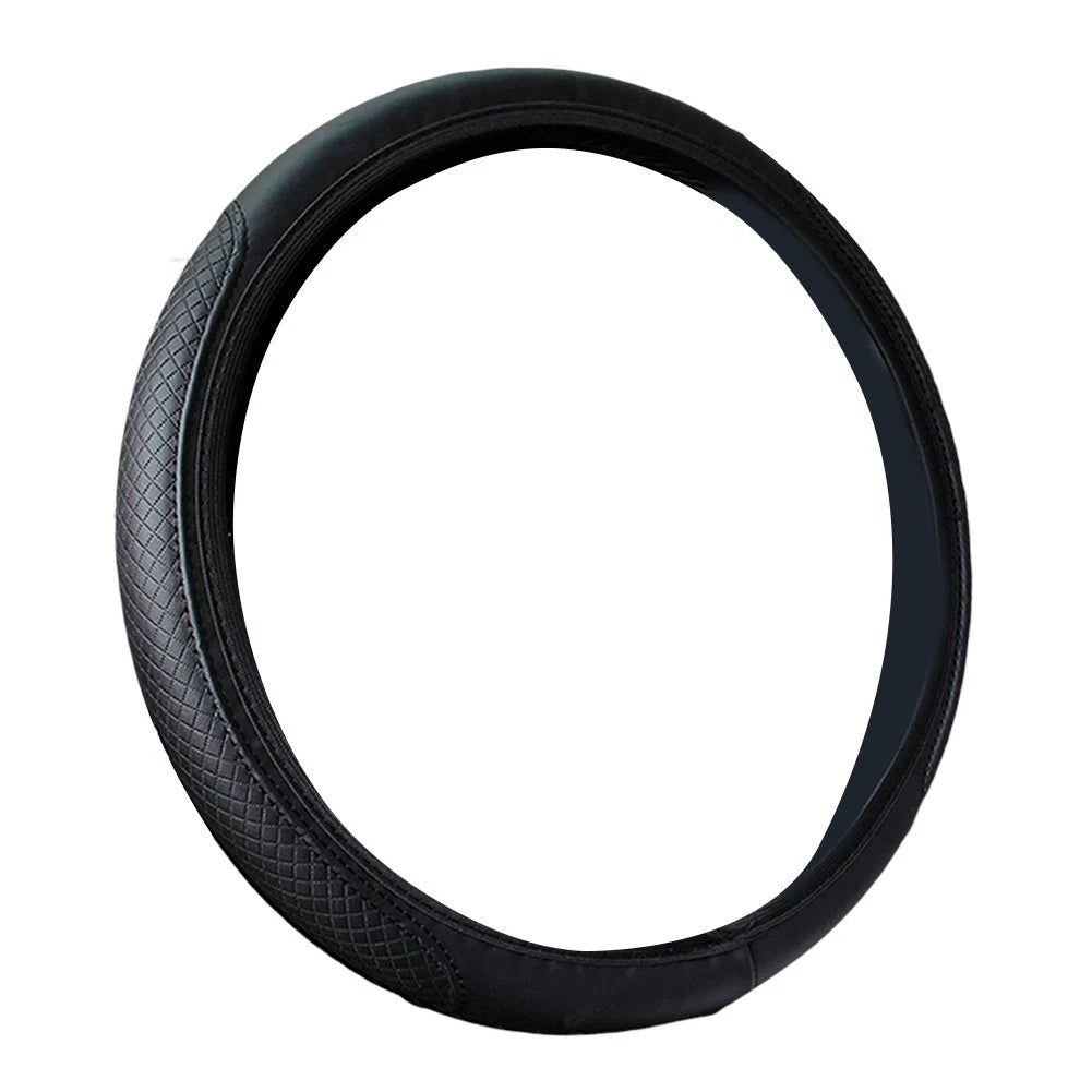 PU Leather Steering Wheel Cover for Standard Sizes (Universal Fit)