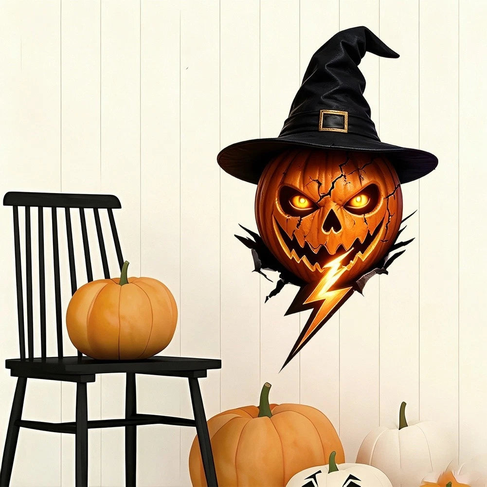 Halloween Spirit Wall Decal PVC Pumpkin Design for Home Interior Decoration