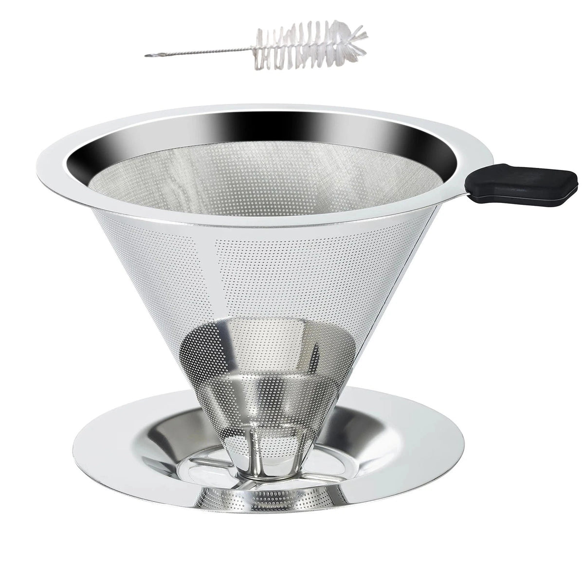 Double Mesh Stainless Steel Pour Over Coffee Dripper - Easy Clean