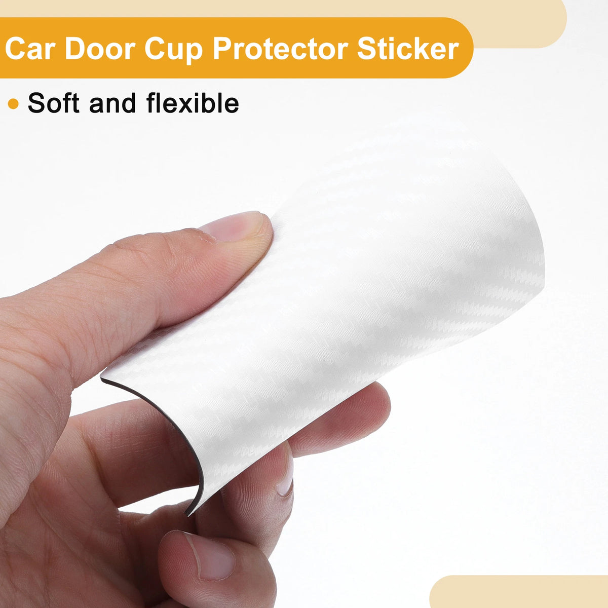 3D Car Door Cup Protector Sticker for Universal Fit (90x100mm) - Carbon Fiber White
