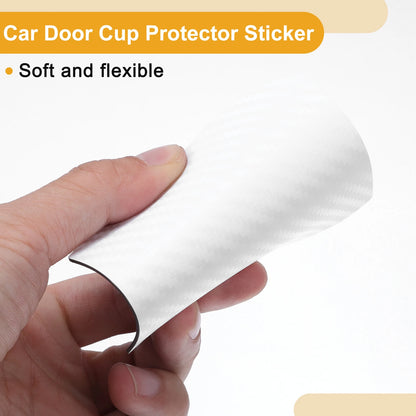 3D Car Door Cup Protector Sticker for Universal Fit (90x100mm) - Carbon Fiber White