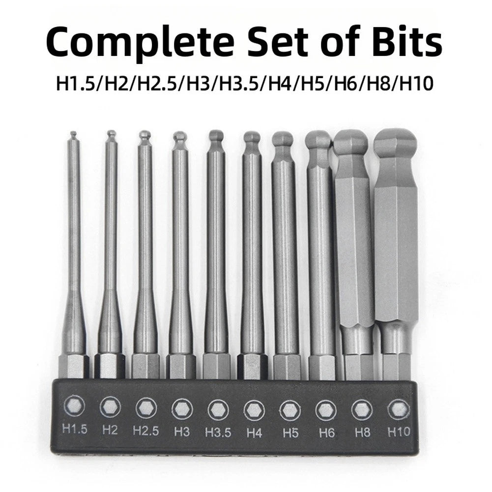 75mm Magnetic Ball Hex Screwdriver Bits Set for Tight Angle Drilling