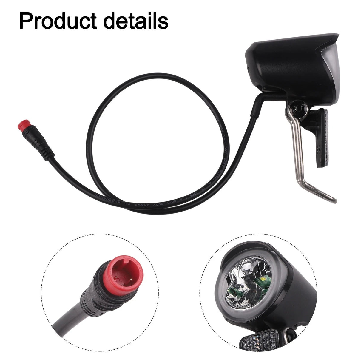 Headlight for Electric Bicycle (6-60V) - ABS Black