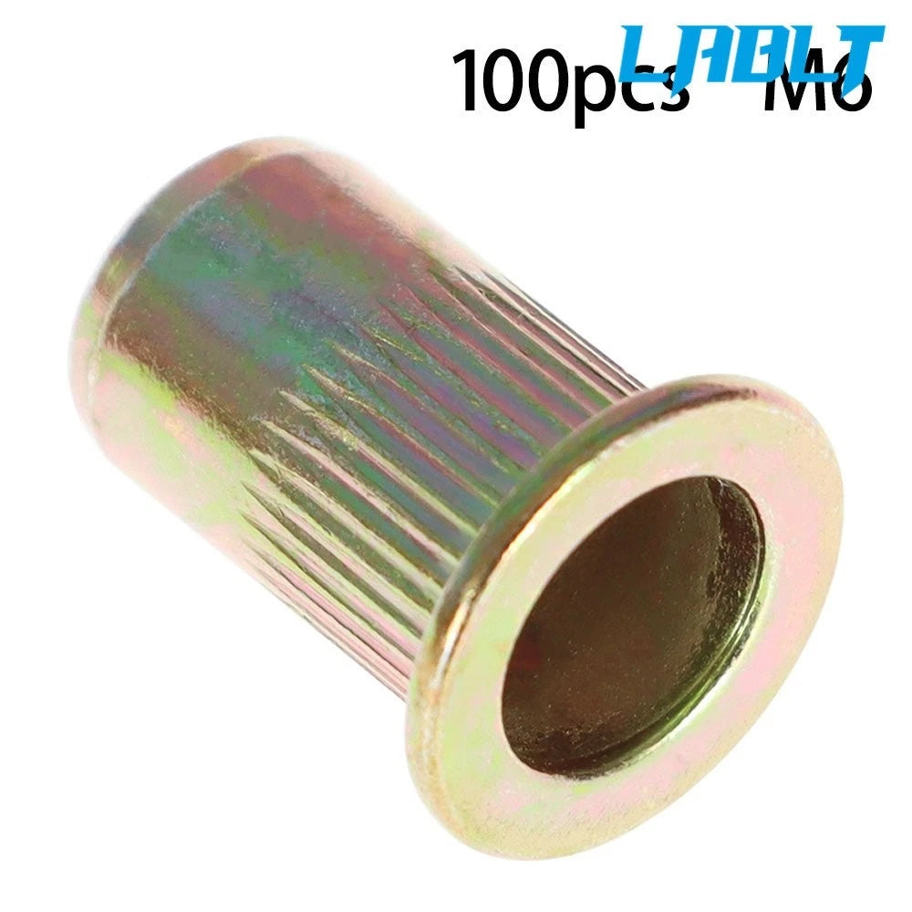 100 Pcs M6 Metric Rivet Nut Flat Head Insert Nutsert
