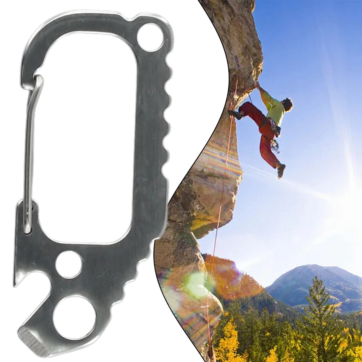1x Carabiner D Ring Key Chain Clip for Outdoor Use