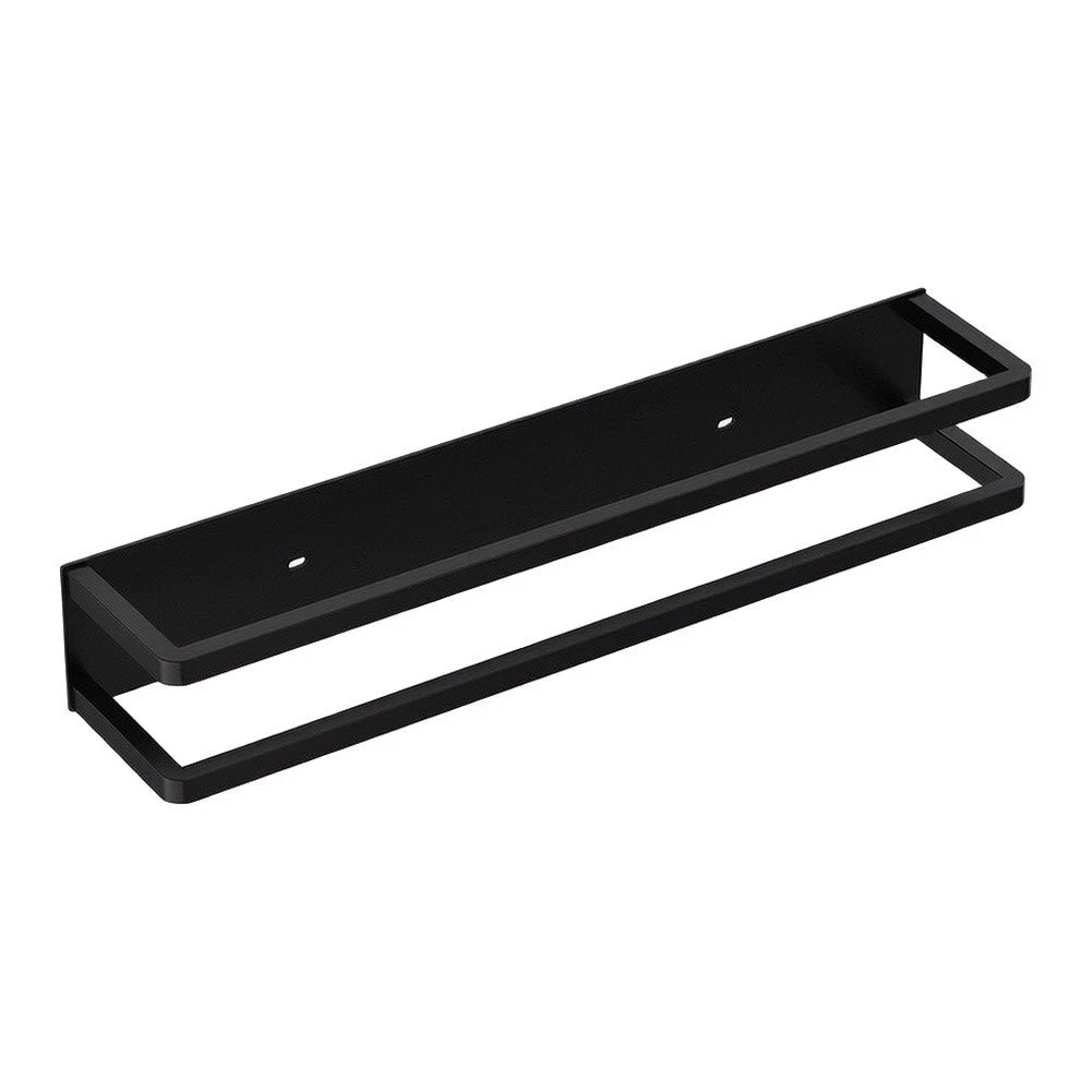 Towel Rack for Modern Design (40x8x9.5cm) - No Drill Mount, Carbon Steel, Black