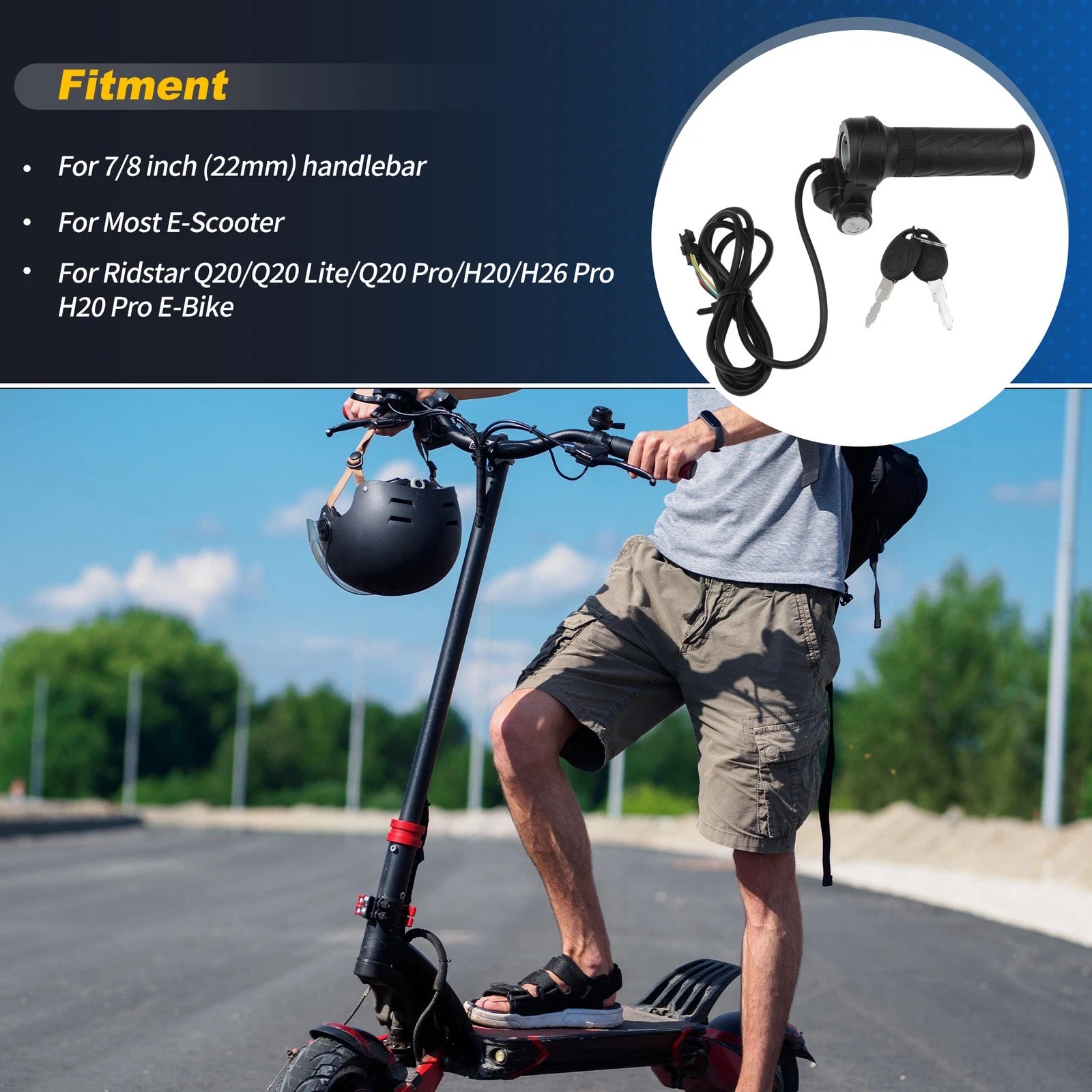 Throttle Twist Grip 2 Pin Replacement for Ridstar Q20 E-Bike (2020–2021)