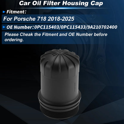 Oil Filter Housing Cap for Porsche 718 (2018–2025) 0PC115403 Plastic Black