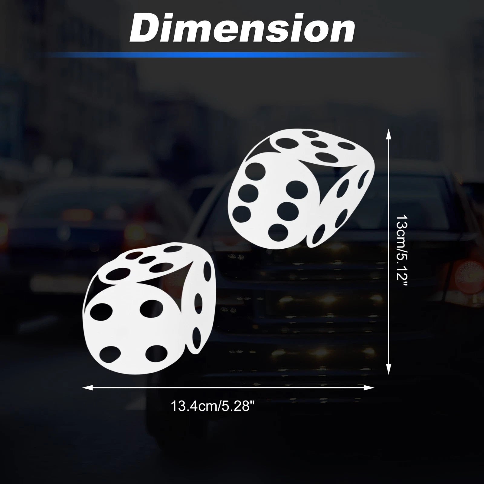 Reflective Bumper Decal for - White Dice