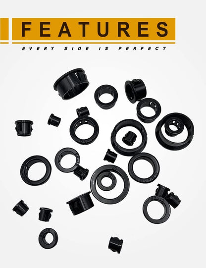 160PCS Cable Snap Bushing Grommet for Universal Applications (Black)