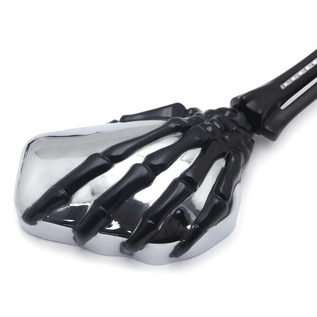 LED Black Skull Rearview Mirrors for Harley Dyna (2006–2023)