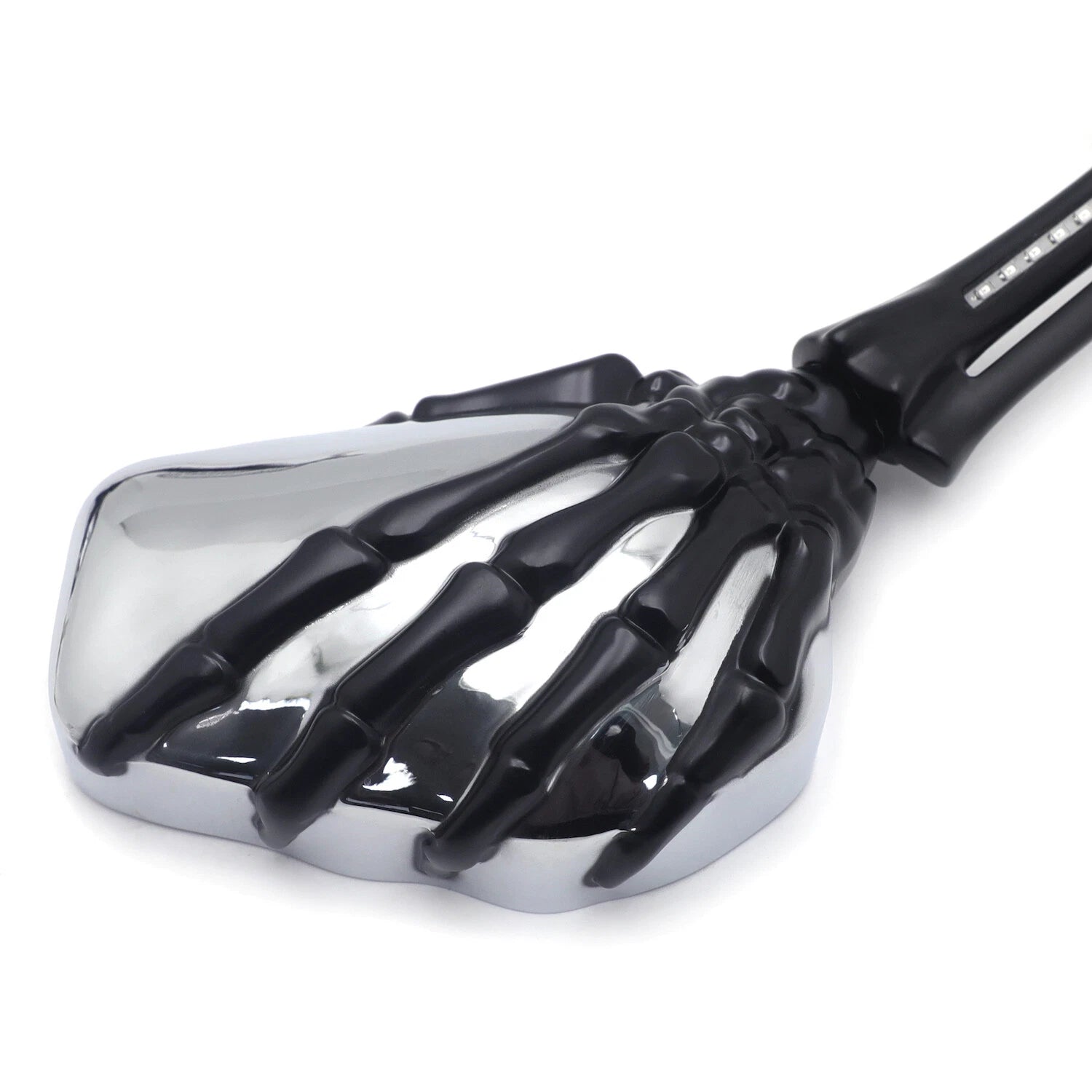 LED Black Skull Rearview Mirrors for Harley Dyna (2006–2023)