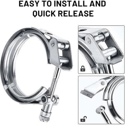 Exhaust Pipe Connector with V Flange Clamp for Cars 3.5in & 4in