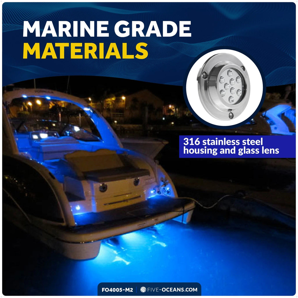 LED Transom Lights for Boat 12V (2-Pack) - High Power Blue