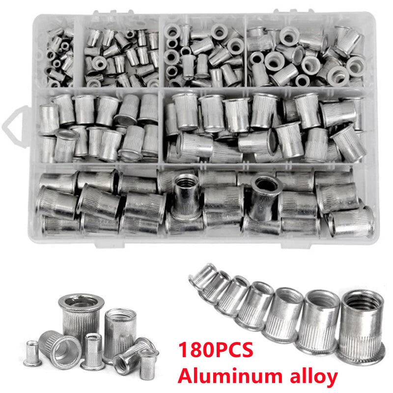 180PCS Rivnut Nutsert Kit for M3-M10 Threaded Inserts