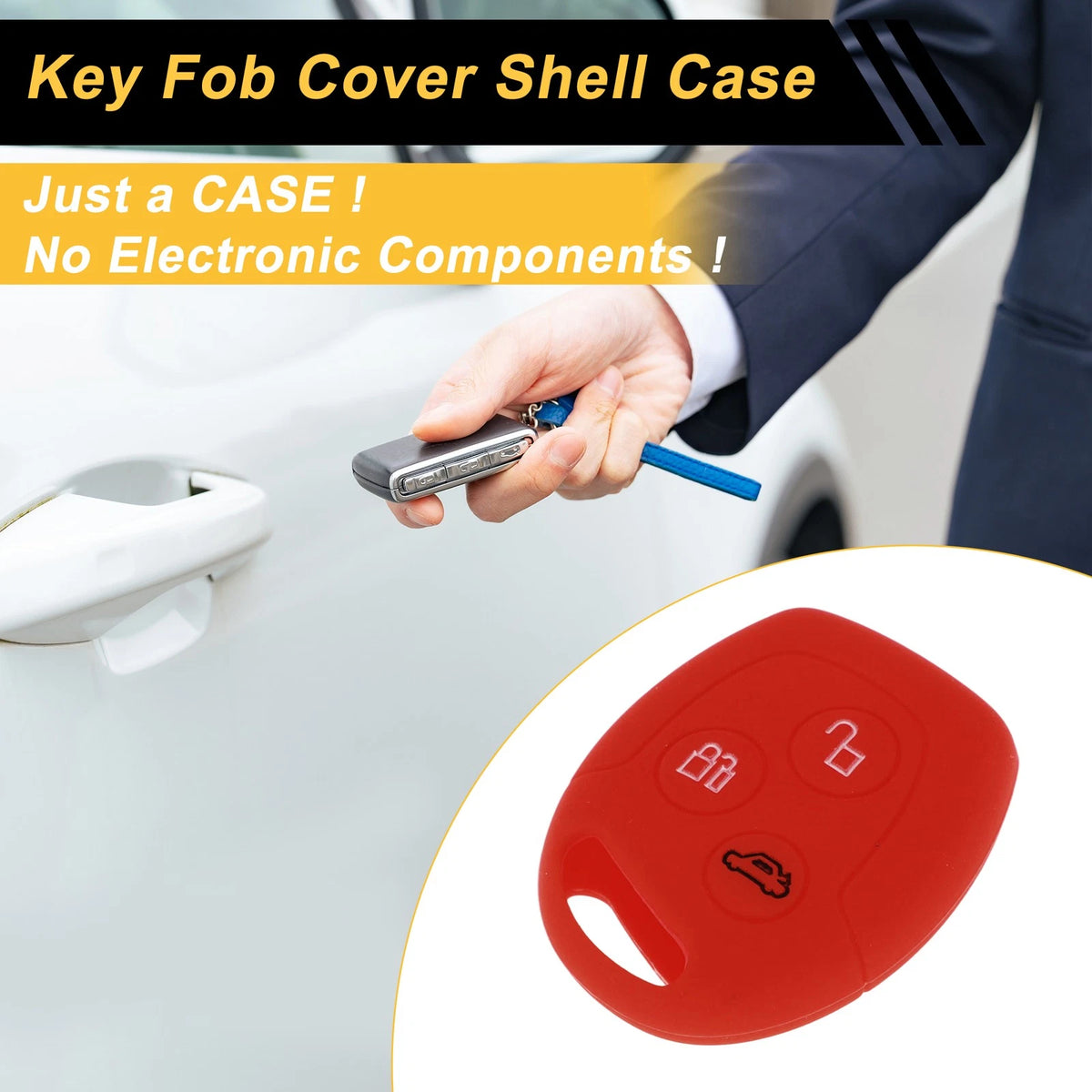 Red Car Key Case for Ford Courier (2016–2021) - 3 Buttons
