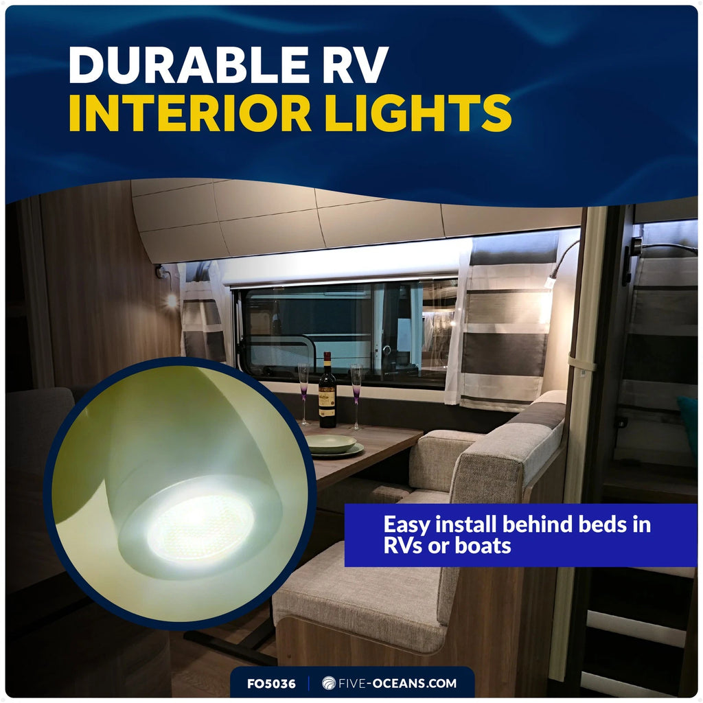 RV LED Reading Light for Universal Use (12V) - Touch Dimmer, USB-C, Black