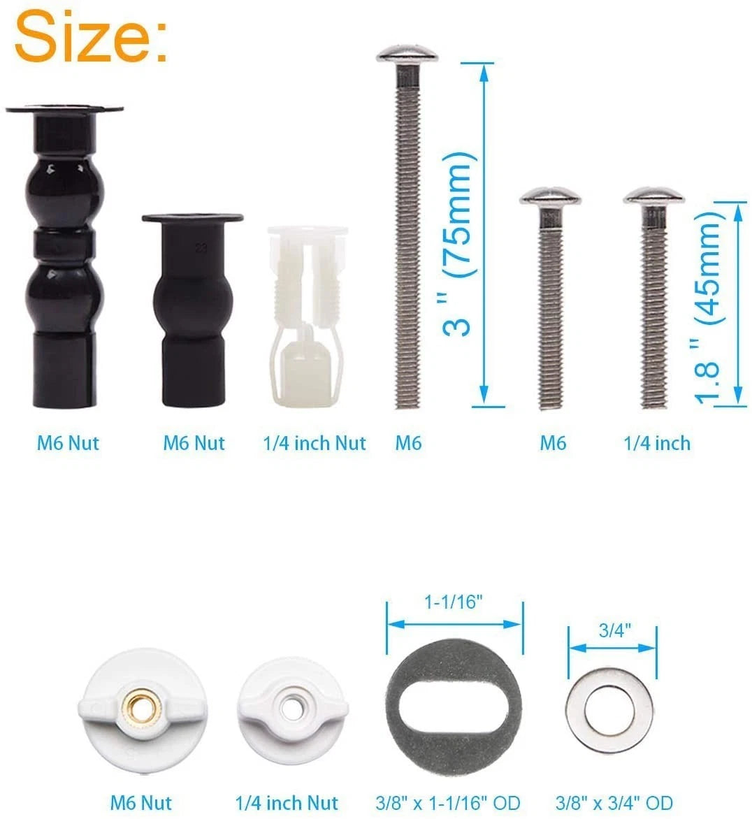 Expanding Rubber Bolt Gasket Screw for Toilet Seat Accessory