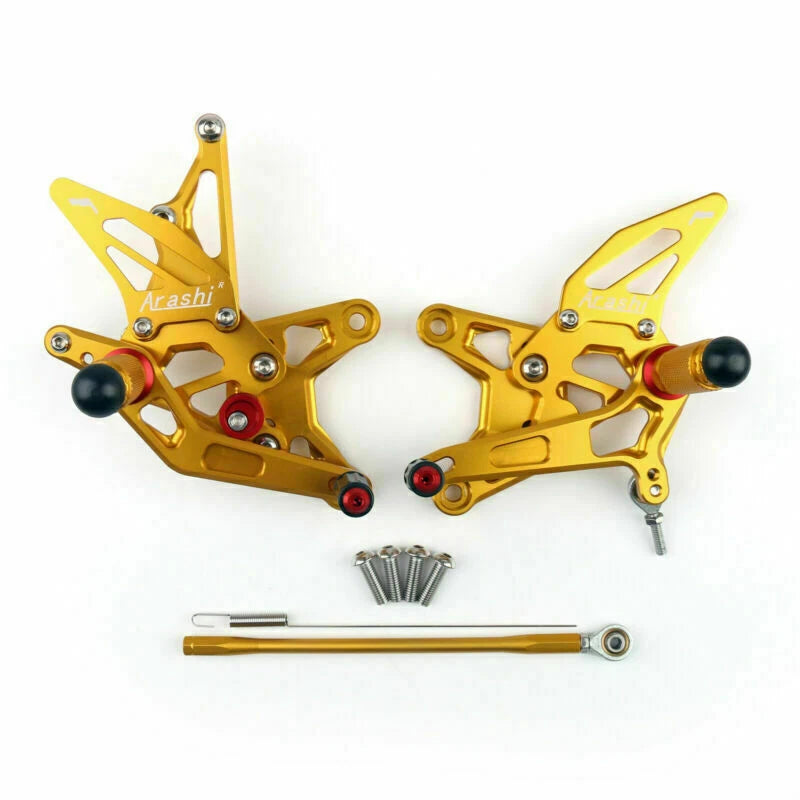 Rearsets Footpegs Pedals for Kawasaki ZX-6R Ninja (2009–2020) Gold T9