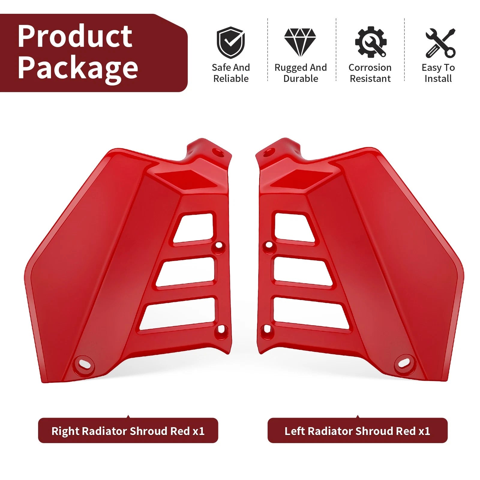 Pair of Red Radiator Shrouds Guards for Honda ATC250R (1985–1986)